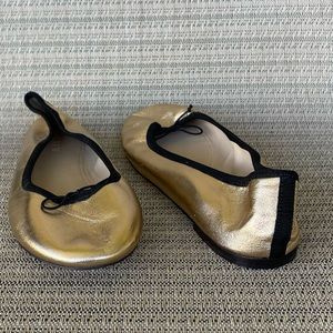J Crew Evie  Gold Metallic Leather Ballet Flats Size 9